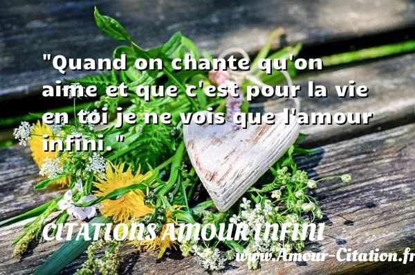 Quand on chante qu on aime et que c est pour la vie en toi je ne vois que l amour infini.  CITATIONS AMOUR INFINI