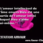  L amour intellectuel de l âme envers Dieu est une partie de l amour infini duquel Dieu s aime lui-même.  CITATION AMOUR