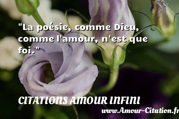 La poésie, comme Dieu, comme l amour, n est que foi.  CITATIONS AMOUR INFINI