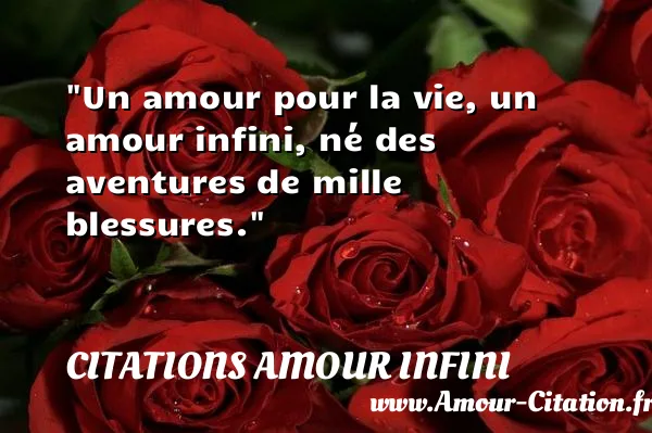 Un amour pour la vie, un amour infini, né des aventures de mille blessures.  CITATIONS AMOUR INFINI