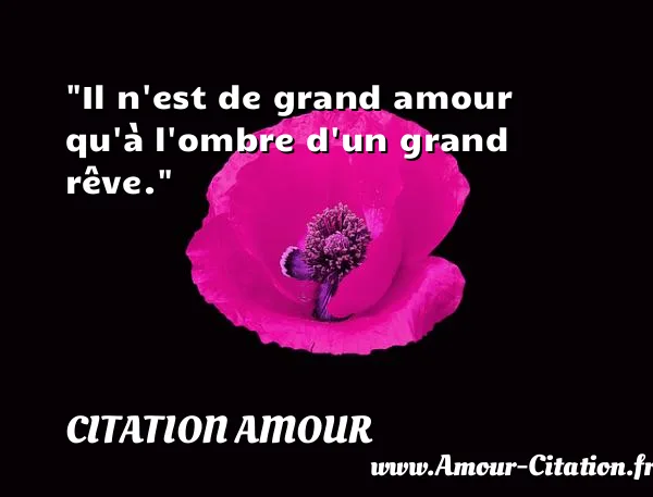 Il n est de grand amour qu à l ombre d un grand rêve. CITATION AMOUR