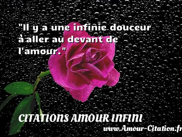 Il y a une infinie douceur à aller au devant de l amour.  CITATIONS AMOUR INFINI