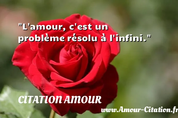 L amour, c est un problème résolu à l infini. CITATION AMOUR