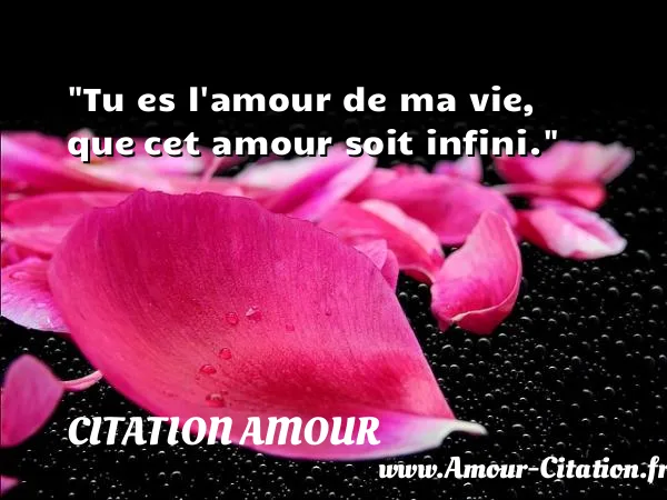 Tu es l amour de ma vie, que cet amour soit infini. CITATION AMOUR