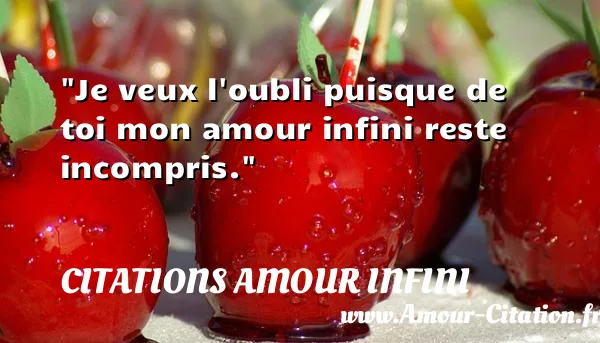 Je veux l oubli puisque de toi mon amour infini reste incompris.  CITATIONS AMOUR INFINI