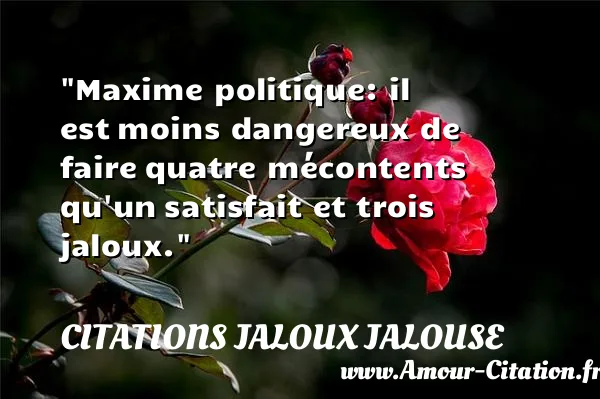 Maxime politique: il est moins dangereux de faire quatre mécontents qu un satisfait et trois jaloux. CITATIONS JALOUX JALOUSE