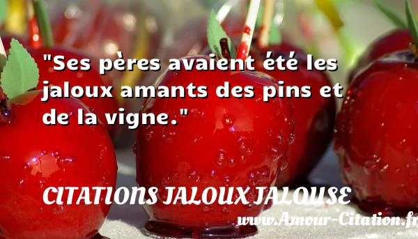 Ses pères avaient été les jaloux amants des pins et de la vigne. CITATIONS JALOUX JALOUSE