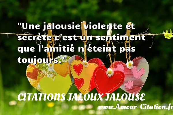 Une jalousie violente et secrète c est un sentiment que l amitié n éteint pas toujours.  CITATIONS JALOUX JALOUSE