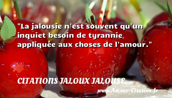 La jalousie n est souvent qu un inquiet besoin de tyrannie appliquée aux choses de l amour. CITATIONS JALOUX JALOUSE