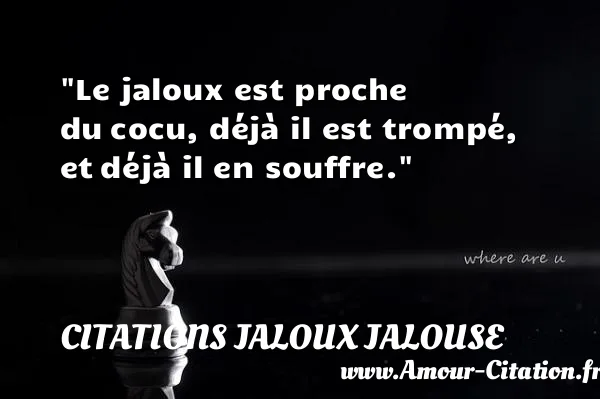 Le jaloux est proche du cocu, déjà il est trompé, et déjà il en souffre.  CITATIONS JALOUX JALOUSE