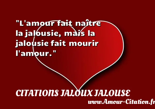 L amour fait naître la jalousie, mais la jalousie fait mourir l amour. CITATIONS JALOUX JALOUSE