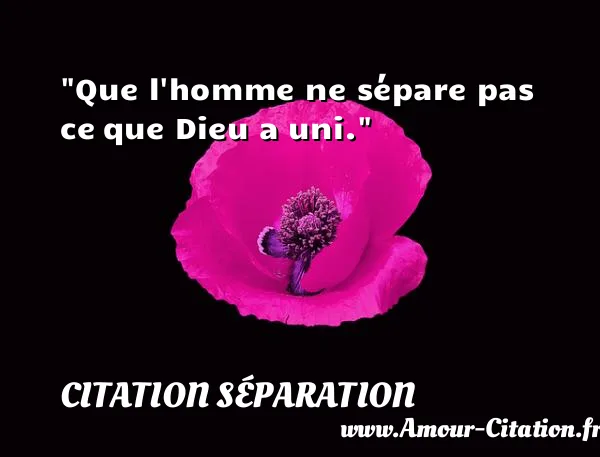 Que l homme ne sépare pas ce que Dieu a uni.  CITATION SÉPARATION