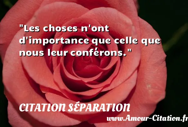 Les choses n ont d importance que celle que nous leur conférons.  CITATION SÉPARATION