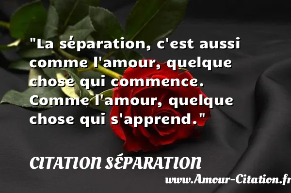 La séparation, c est aussi comme l amour, quelque chose qui commence. Comme l amour, quelque chose qui s apprend. CITATION SÉPARATION