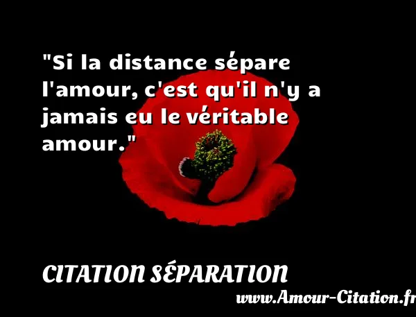 Si la distance sépare l amour, c est qu il n y a jamais eu le véritable amour.  CITATION SÉPARATION