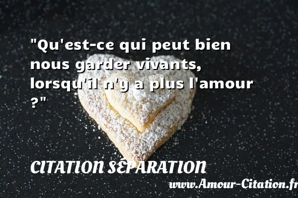 Qu est-ce qui peut bien nous garder vivants, lorsqu il n y a plus l amour ?  CITATION SÉPARATION