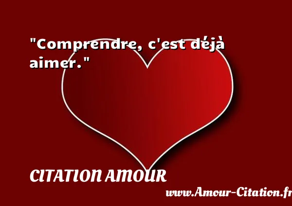 Comprendre, c est déjà aimer. CITATION AMOUR