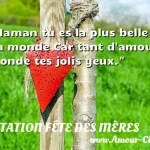  Maman tu es la plus belle du monde Car tant d amour inonde tes jolis yeux.  CITATION FÊTE DES MÈRES