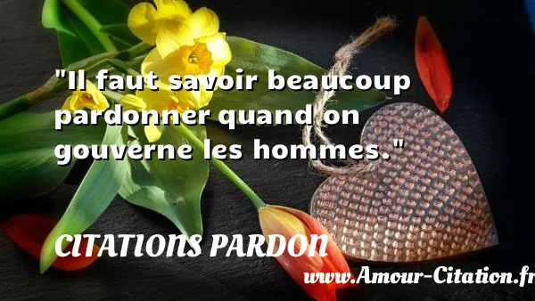 Il faut savoir beaucoup pardonner quand on gouverne les hommes. CITATIONS PARDON
