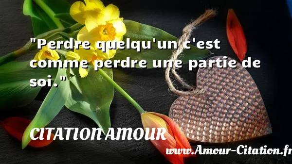 Perdre quelqu un c est comme perdre une partie de soi.  CITATION AMOUR