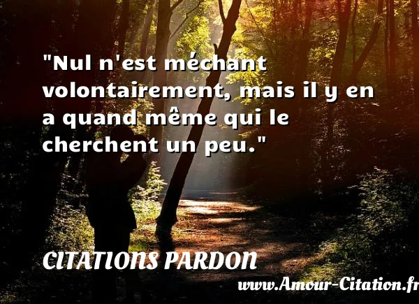 Nul n est méchant volontairement, mais il y en a quand même qui le cherchent un peu.  CITATIONS PARDON
