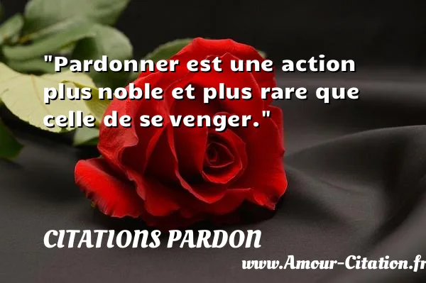 Pardonner est une action plus noble et plus rare que celle de se venger.  CITATIONS PARDON