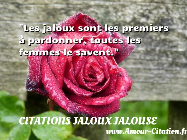 Les jaloux sont les premiers à pardonner, toutes les femmes le savent. CITATIONS JALOUX JALOUSE