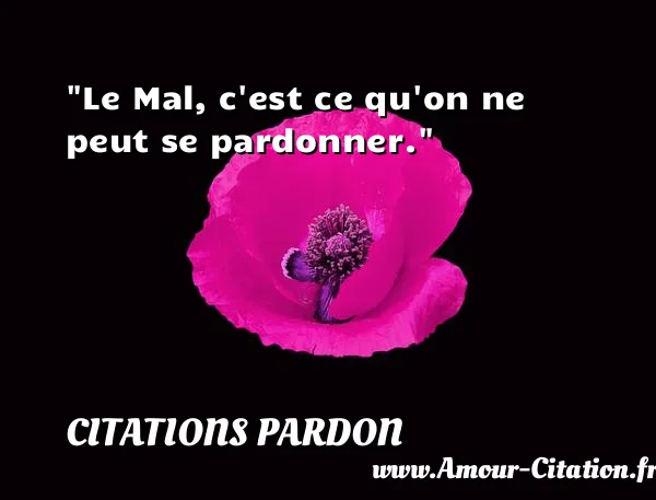 Le Mal, c est ce qu on ne peut se pardonner.  CITATIONS PARDON