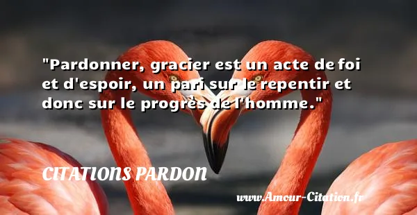 Pardonner, gracier est un acte de foi et d espoir, un pari sur le repentir et donc sur le progrès de l homme.  CITATIONS PARDON