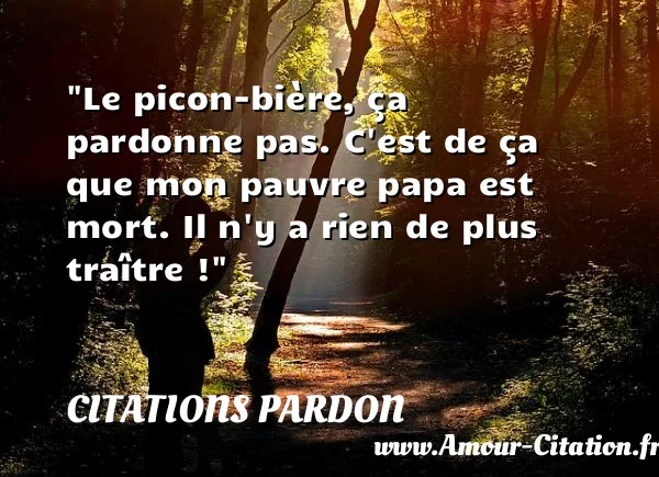 Le picon-bière, ça pardonne pas. C est de ça que mon pauvre papa est mort. Il n y a rien de plus traître !  CITATIONS PARDON