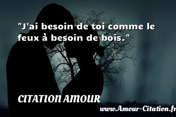 J ai besoin de toi comme le feux à besoin de bois.  CITATION AMOUR