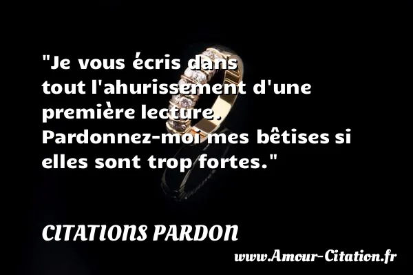 Je vous écris dans tout l ahurissement d une première lecture. Pardonnez-moi mes bêtises si elles sont trop fortes. CITATIONS PARDON
