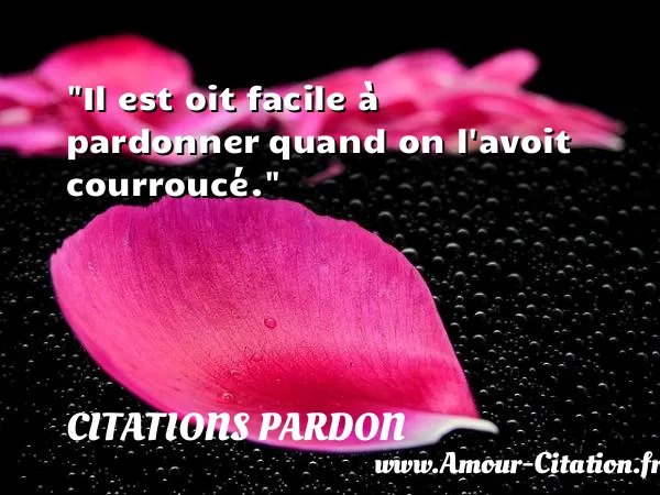 Il est oit facile à pardonner quand on l avoit courroucé.  CITATIONS PARDON