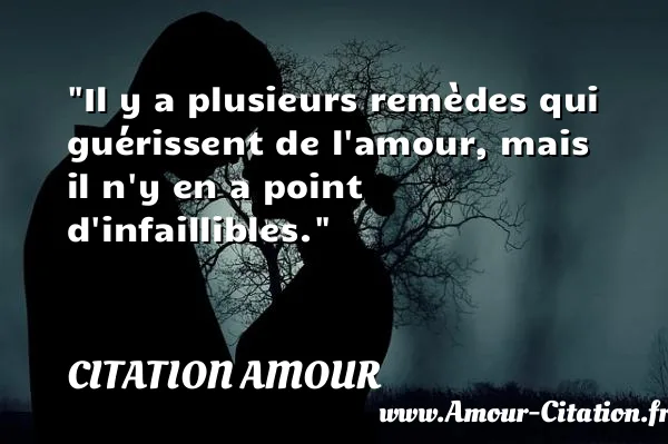 Il y a plusieurs remèdes qui guérissent de l amour, mais il n y en a point d infaillibles.  CITATION AMOUR
