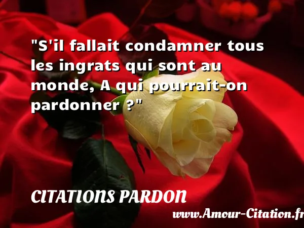 S il fallait condamner tous les ingrats qui sont au monde, A qui pourrait-on pardonner ?  CITATIONS PARDON