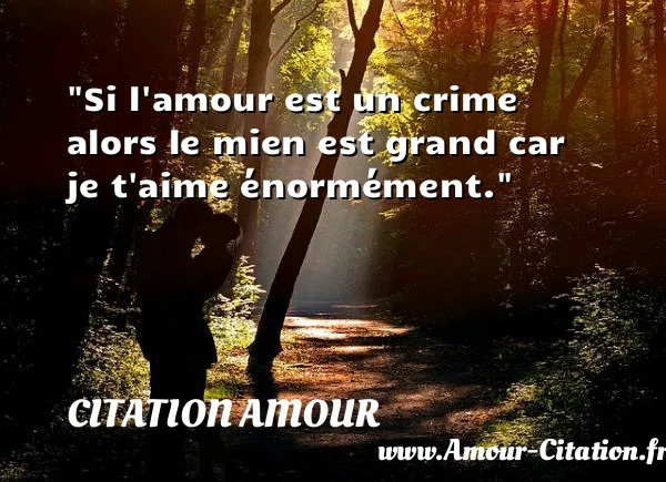 Si l amour est un crime alors le mien est grand car je t aime énormément.  CITATION AMOUR