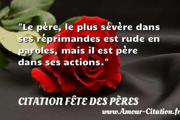 Le père, le plus sévère dans ses réprimandes est rude en paroles, mais il est père dans ses actions.  CITATION FÊTE DES PÈRES