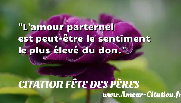 L amour parternel est peut-être le sentiment le plus élevé du don. CITATION FÊTE DES PÈRES