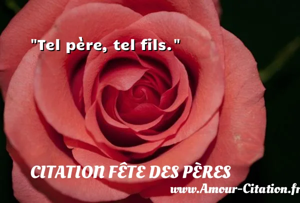 Tel père, tel fils.  CITATION FÊTE DES PÈRES
