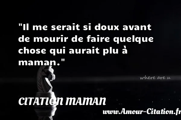 Il me serait si doux avant de mourir de faire quelque chose qui aurait plu à maman. CITATION MAMAN
