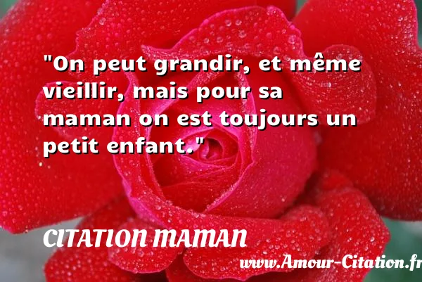 On peut grandir, et même vieillir, mais pour sa maman on est toujours un petit enfant. CITATION MAMAN