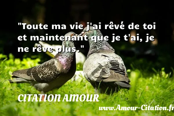 Toute ma vie j ai rêvé de toi et maintenant que je t ai, je ne rêve plus.  CITATION AMOUR