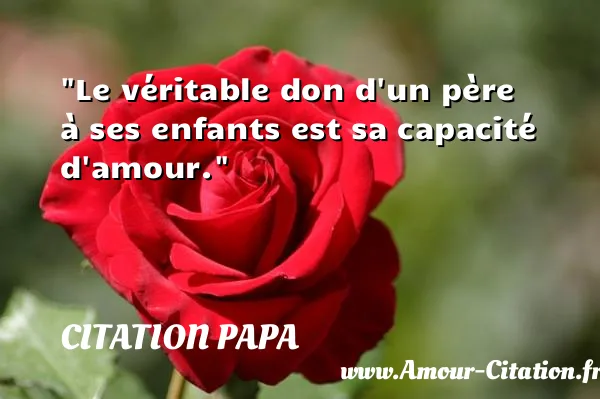 Le véritable don d un père à ses enfants est sa capacité d amour. CITATION PAPA