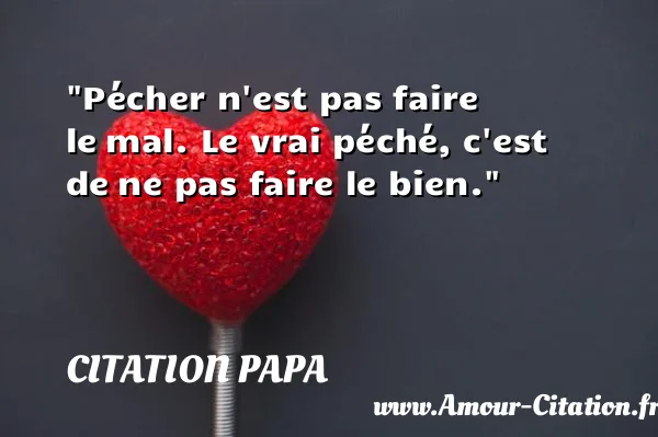 Pécher n est pas faire le mal. Le vrai péché, c est de ne pas faire le bien.  CITATION PAPA