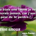  Si tu étais une larme je ne pleurerais jamais, car j aurais trop peur de te perdre.  CITATION AMOUR
