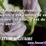  Au fond, voyez-vous, le chagrin, c est comme le ver solitaire : le tout, c est de le faire sortir.  CITATION SOLITAIRE