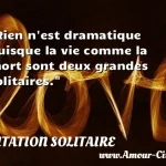  Rien n est dramatique puisque la vie comme la mort sont deux grandes solitaires.  CITATION SOLITAIRE