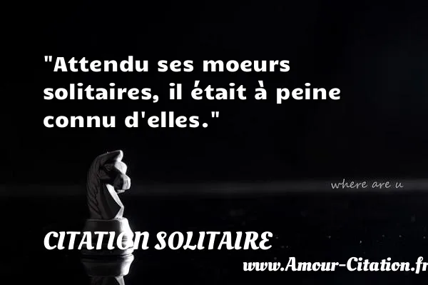 Attendu ses moeurs solitaires, il était à peine connu d elles.  CITATION SOLITAIRE