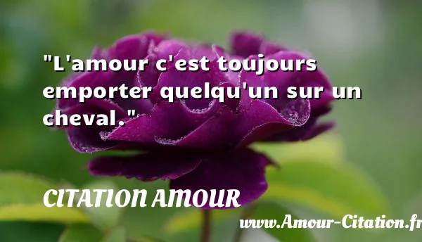 L amour c est toujours emporter quelqu un sur un cheval.  CITATION AMOUR