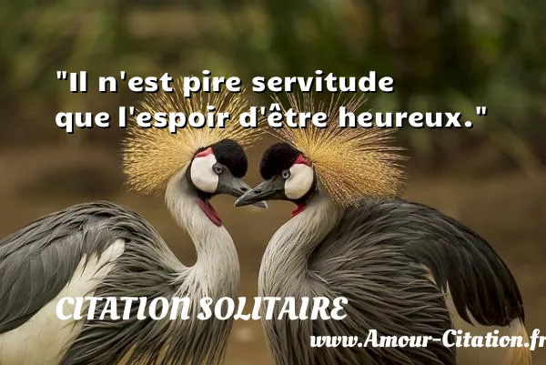 Il n est pire servitude que l espoir d être heureux.  CITATION SOLITAIRE